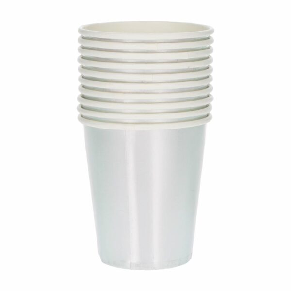Vasos Desechables Color Plateado 8 Onzas IMPOR.CUMPLEAÑOS X 10 Uds
