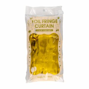 Cortina Decorativa De Fiestas Color Oropel Dorada IMPORTADORA CUMPLEAÑOS Larga