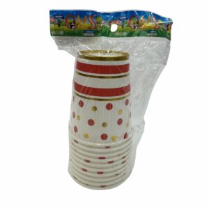Vaso Puntos Rojo 7Oz IMPOR.CUMPLEAÑOS X10 Unidades