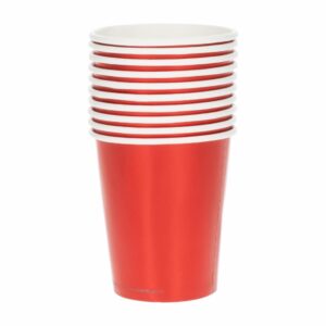 Vasos Desechables Color Rojo 8 Onzas IMPOR.CUMPLEAÑOS X 10 Uds