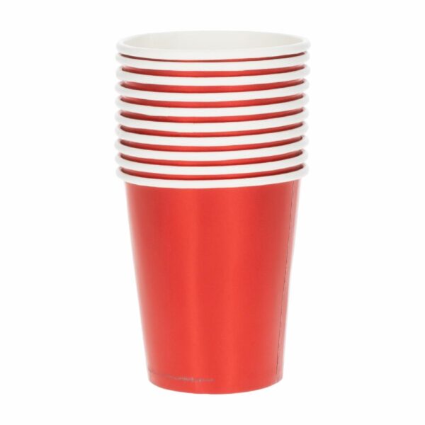 Vasos Desechables Color Rojo 8 Onzas IMPORTADORA CUMPLEAÑOS X 10 Uds