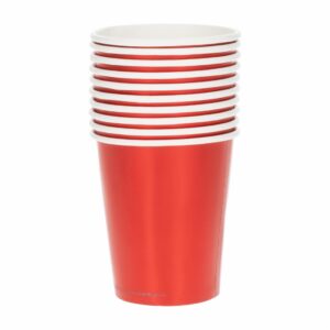 Vasos Desechables Color Rojo 8 Onzas IMPORTADORA CUMPLEAÑOS X 10 Uds