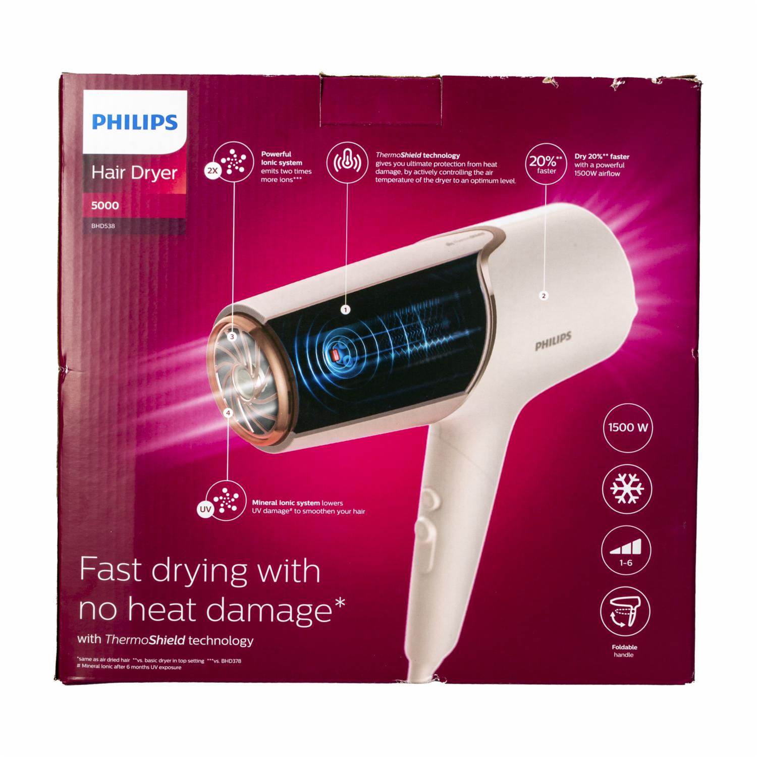 Secador De Cabello Con Mineral Ion 1500 Watts PHILIPS BHD538/01