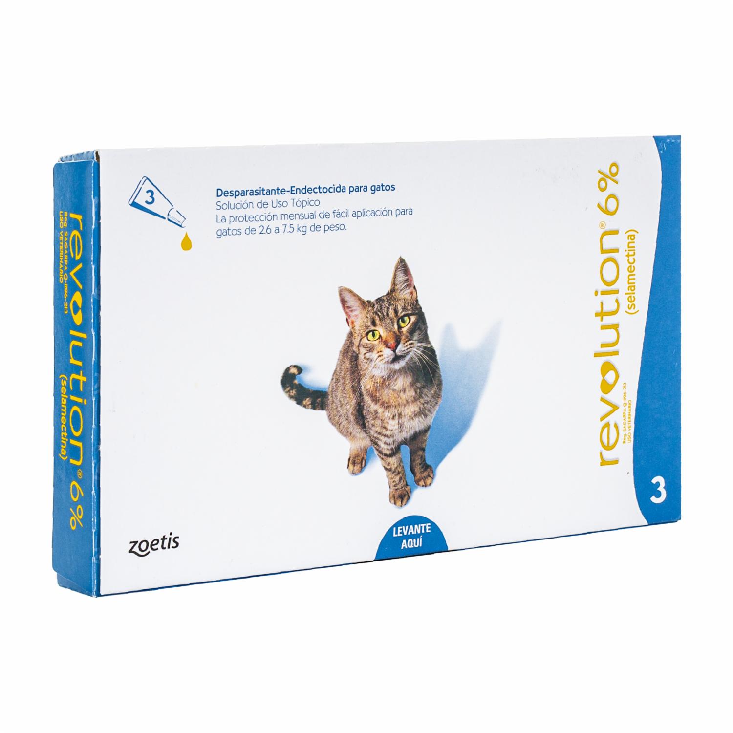 Antiparasitario Para Gatos Revolution 6% 2.6-7.5Kg Azul En Pipeta ZOETIS 0,75 Ml - Imagen 3