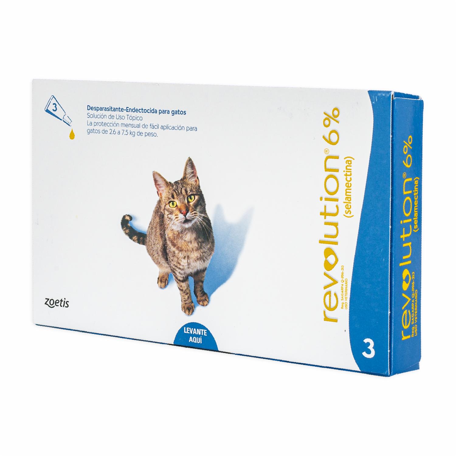 Antiparasitario Para Gatos Revolution 6% 2.6-7.5Kg Azul En Pipeta ZOETIS 0,75 Ml - Imagen 4