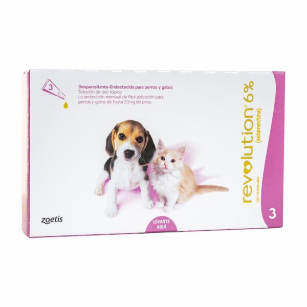 Desparasitante Para Perro Y Gatos Revolution 6%  2.5Kg Rosado En Pipeta ZOETIS 0,25 Ml - Imagen 3