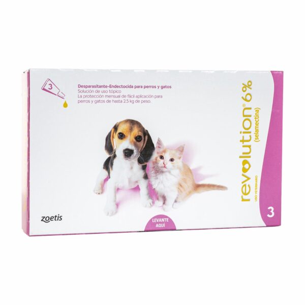 Desparasitante Para Perro Y Gatos Revolution 6%  2.5Kg Rosado En Pipeta ZOETIS 0,25 Ml - Imagen 3