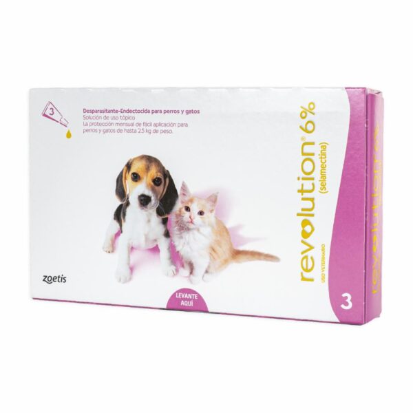 Desparasitante Para Perro Y Gatos Revolution 6%  2.5Kg Rosado En Pipeta ZOETIS 0,25 Ml - Imagen 4
