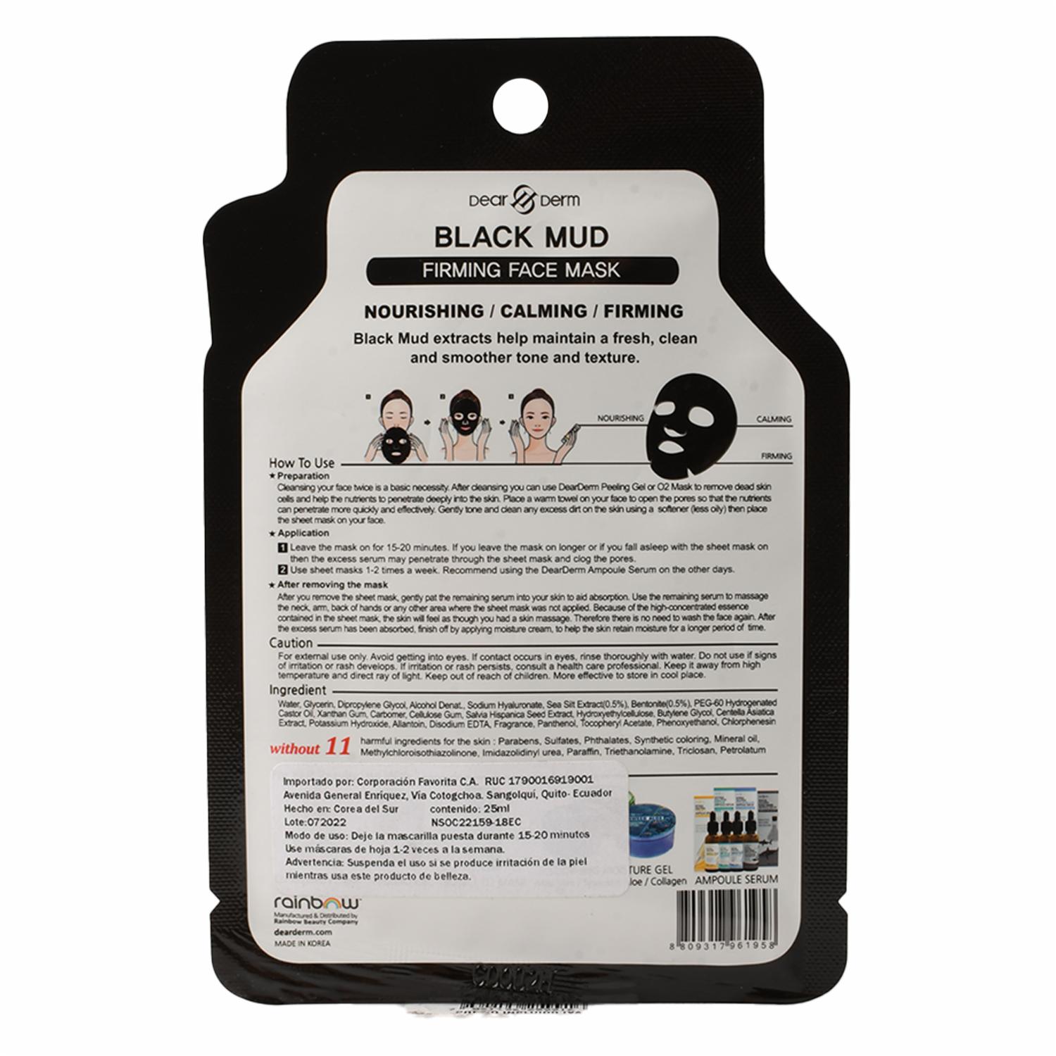 Mascarilla Facial De Negra Mud DEAR DERM Por 25Ml / .85Fl
