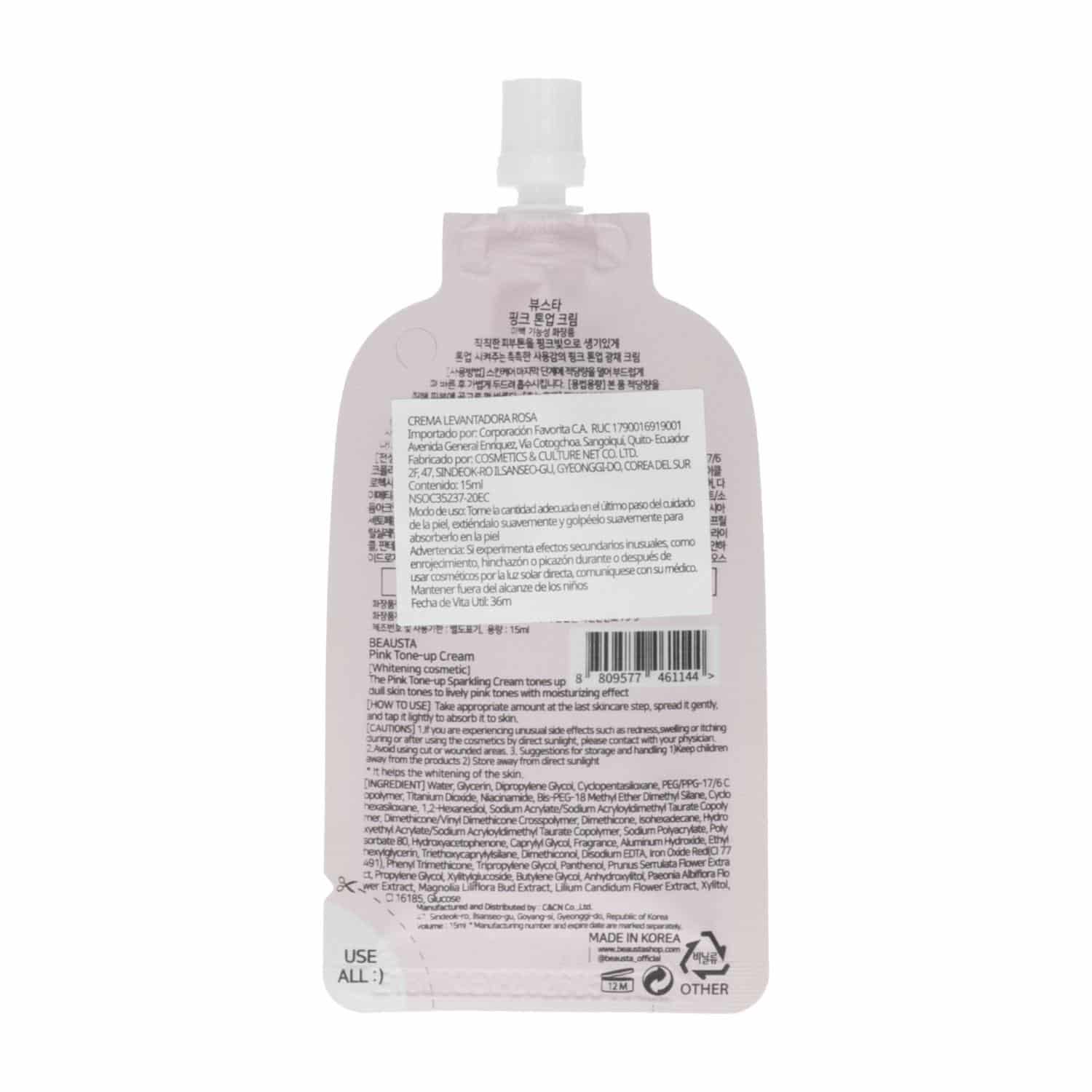 Crema Facial En Sachet Hidratante Rosa BEAUSTA 15 Ml - Imagen 2