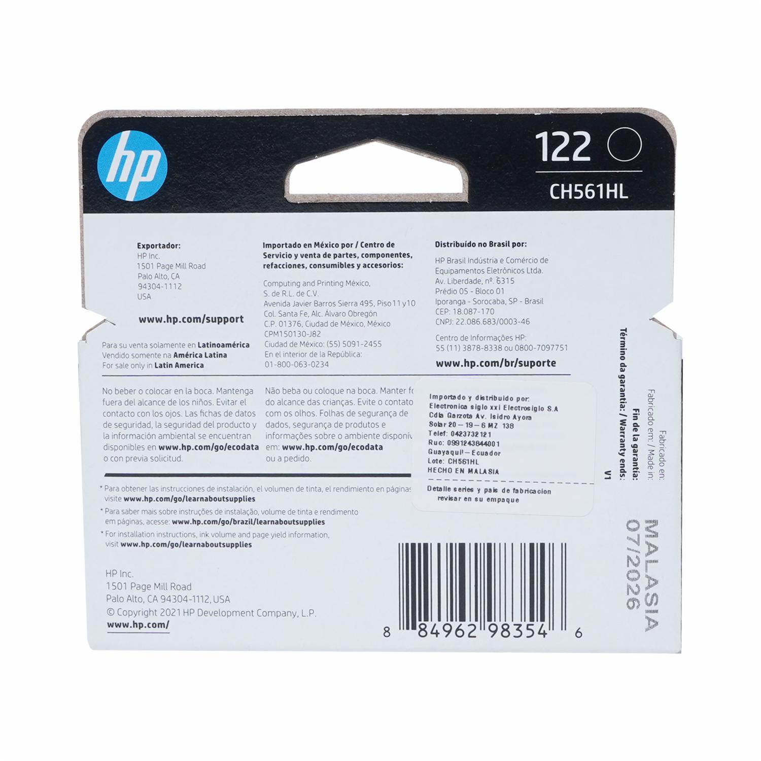 Tinta Para Impresora 122 Deskjet F2050 HP Negro - Imagen 2