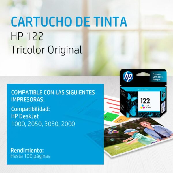 Tinta Para Impresora 122 Deskjet F2050 HP Color - Imagen 2