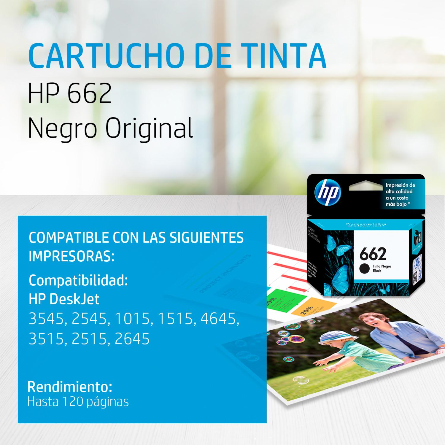 Tinta 662 Black Ink Cartridge 2515 HP Unidad - Imagen 2