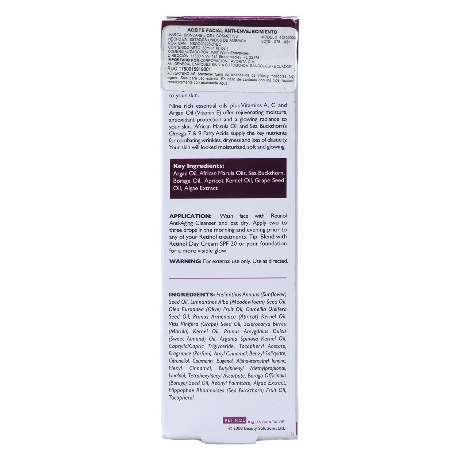 Sérum Anti-Aging Facial Oil RETINOL 30 Ml - Imagen 2