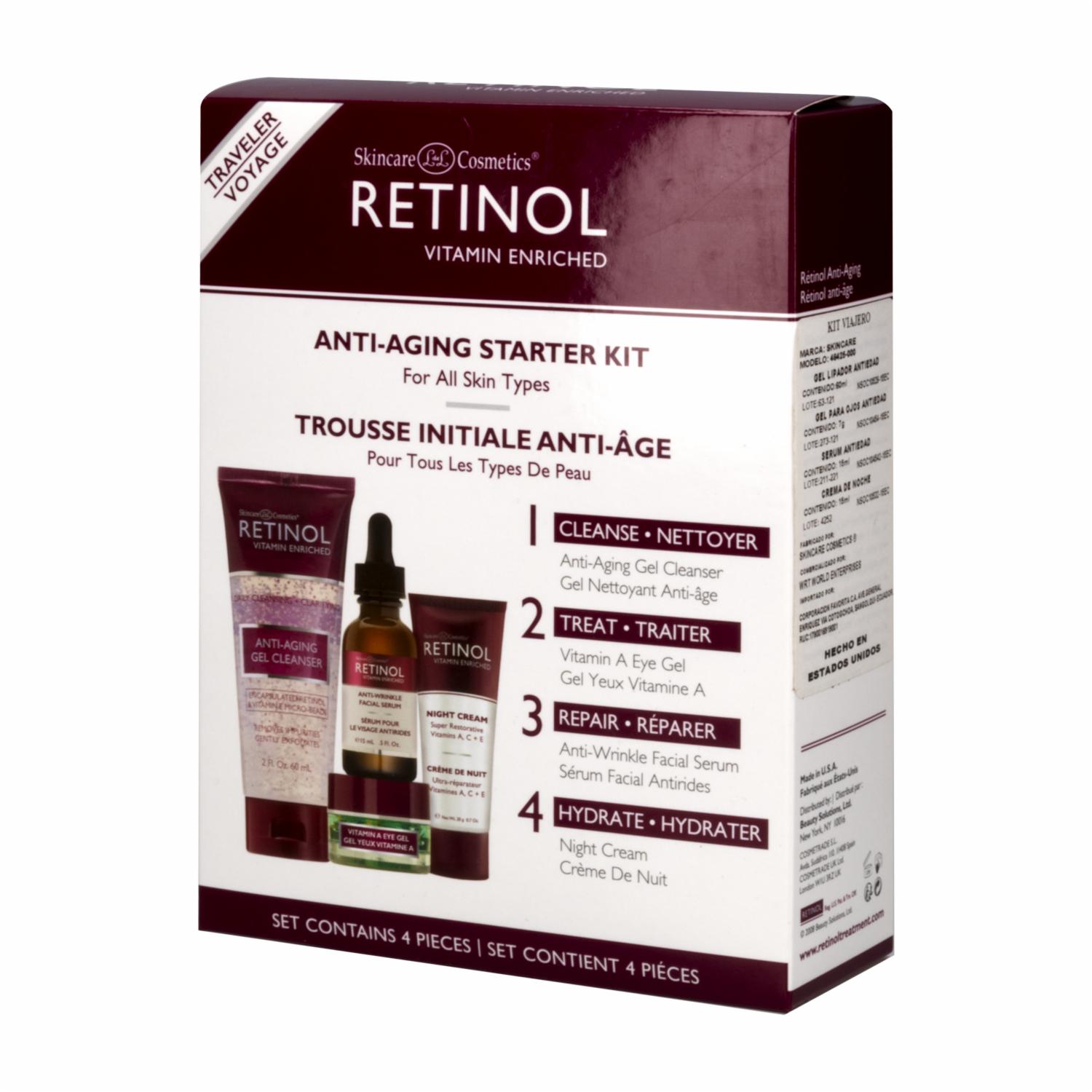 Set Facial Viajero Anti-Envejecimiento X4 RETINOL Paquete