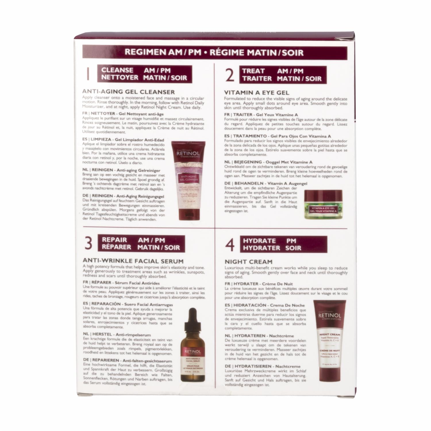 Set Facial Viajero Anti-Envejecimiento X4 RETINOL Paquete