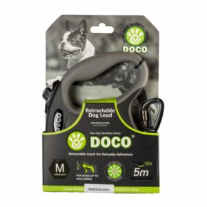 Correa Para Perro Retractable Color Negro DOCO Talla Mediano