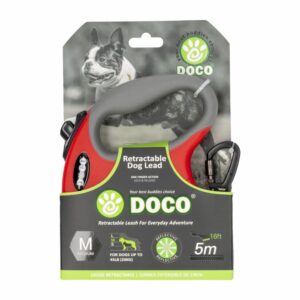 Correa Para Perro Retractable Color Rojo DOCO Talla Mediano