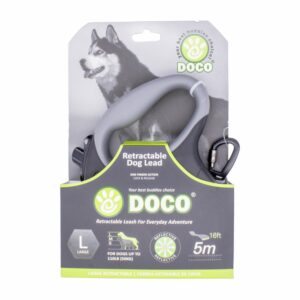 Correa Para Perro Retractable Color Negro DOCO Talla Grande