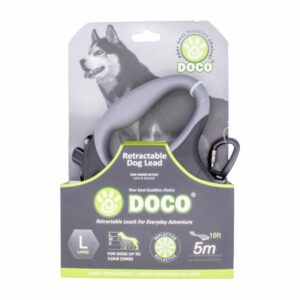 Correa Para Perro Retractable Color Negro DOCO Talla Grande