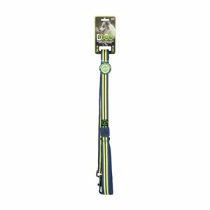 Correa Para Perro Doble Manija Color Azul Y Amarillo DOCO Unidad