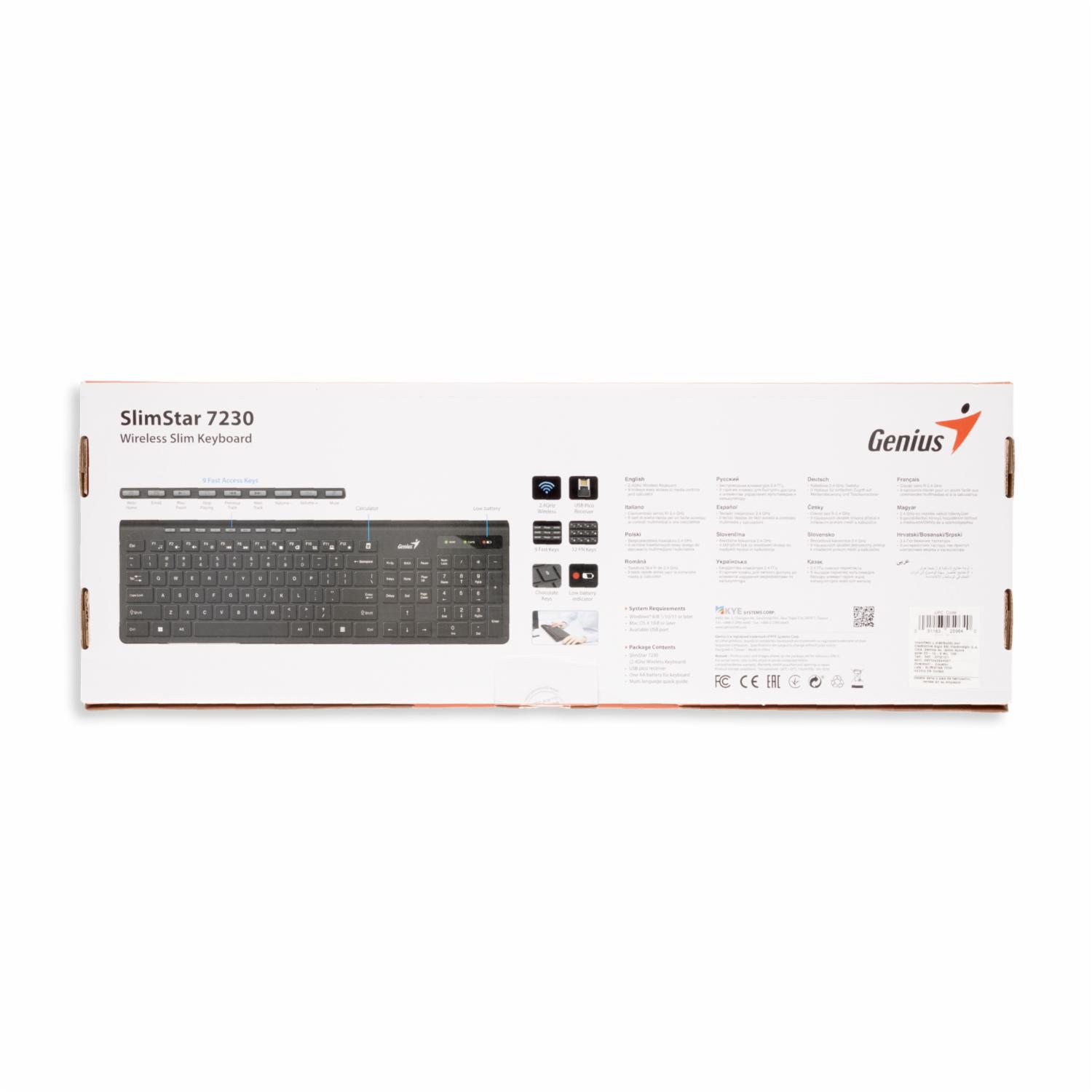 Teclado USB SP Modeo Slimstar 7230 Wireless Negro GENIUS Inalámbrica