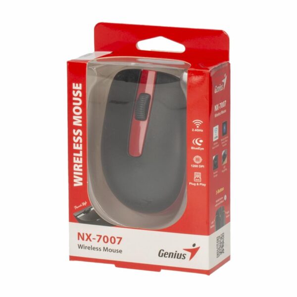 Mouse Modelo NX-7007 Blueeye Compatible Con Mac y Windows Rojo GENIUS Inalámbrica - Imagen 2