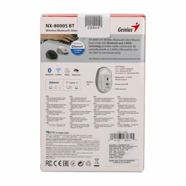 Mouse Modelo NX-8000S Silencioso 1200DPI Negro GENIUS Inalámbrica - Imagen 3