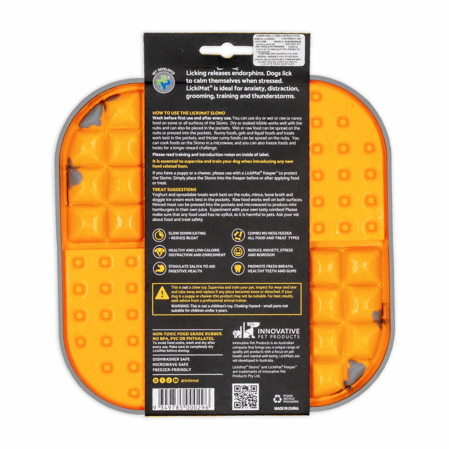 Tapete De Mascota Para Untar Comida Color Naranja LICKIMAT Mediano - Imagen 3