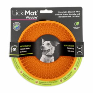Tazón Para Mascota Para Untar Comida Color Naranja LICKIMAT Mediano