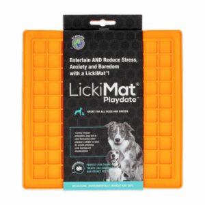 Tapete De Mascota Para Untar Comida Color Naranja LICKIMAT Mediano