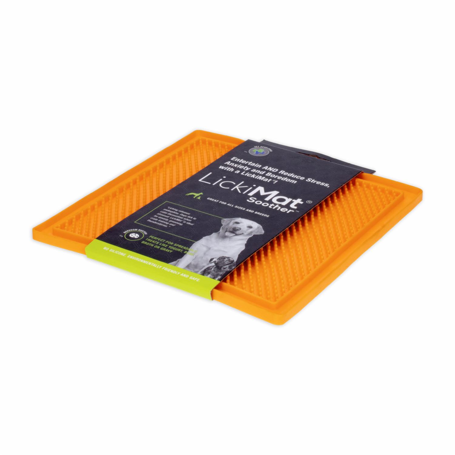 Tapete De Mascota Para Untar Comida Color Naranja LICKIMAT Mediano - Imagen 2