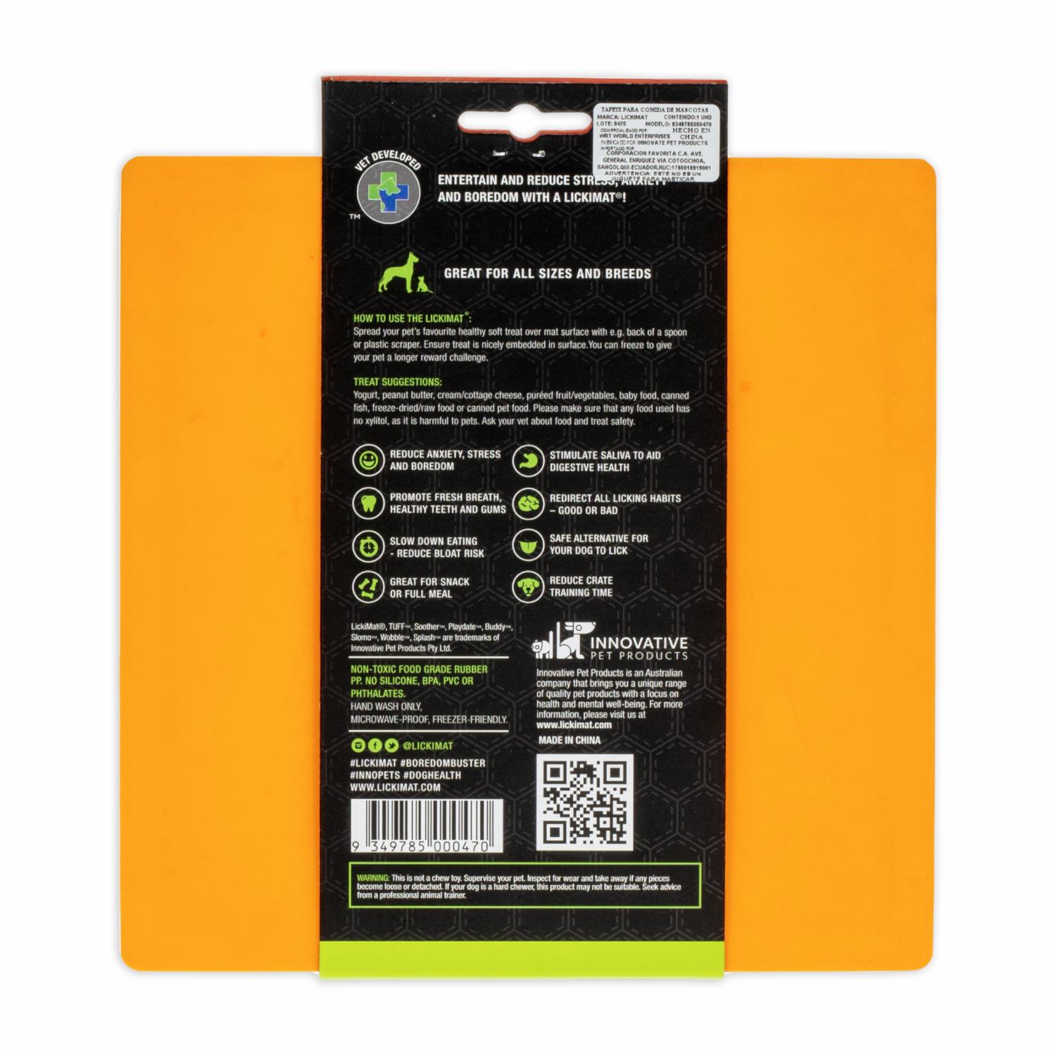 Tapete De Mascota Para Untar Comida Color Naranja LICKIMAT Mediano - Imagen 3