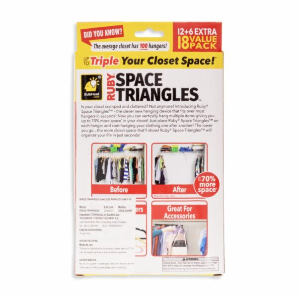 Ganchos Para Closet SPACE TRIANGELS Unidad - Imagen 2
