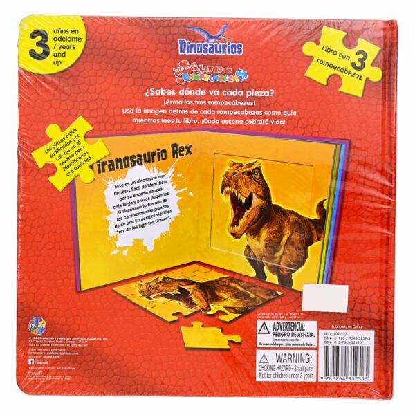 Libro Dinosaurios Libro Rompecabezas PHIDAL 5 Páginas - Imagen 2