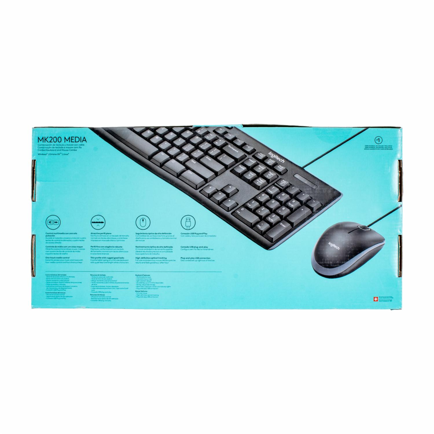 Teclado Y Mouse MK200 Media LOGITECH Con Cable