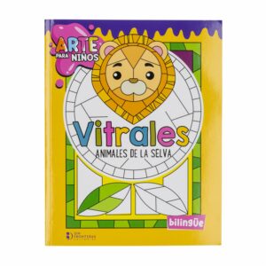 Libro Vitrales Para Colorear Animales De La Selva Colección Arte Para Niños MR.BOOKS 64 Páginas