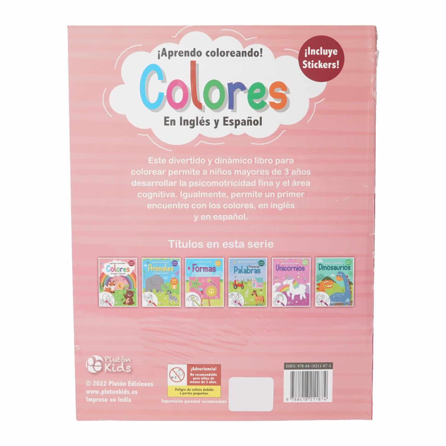 Aprendo Coloreando Colores En Inglés y Español PLUTÓN 50 Páginas