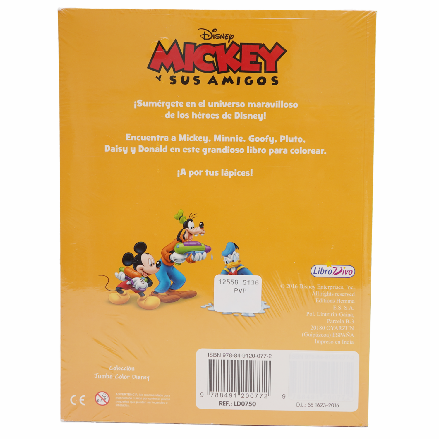 Jumbo Color Disney Mickey Con Pegatinas Disney LIBRO DIVO 210 Páginas