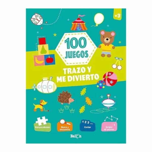 Libro 100 Juegos Trazo +3 BALLON 32 Páginas