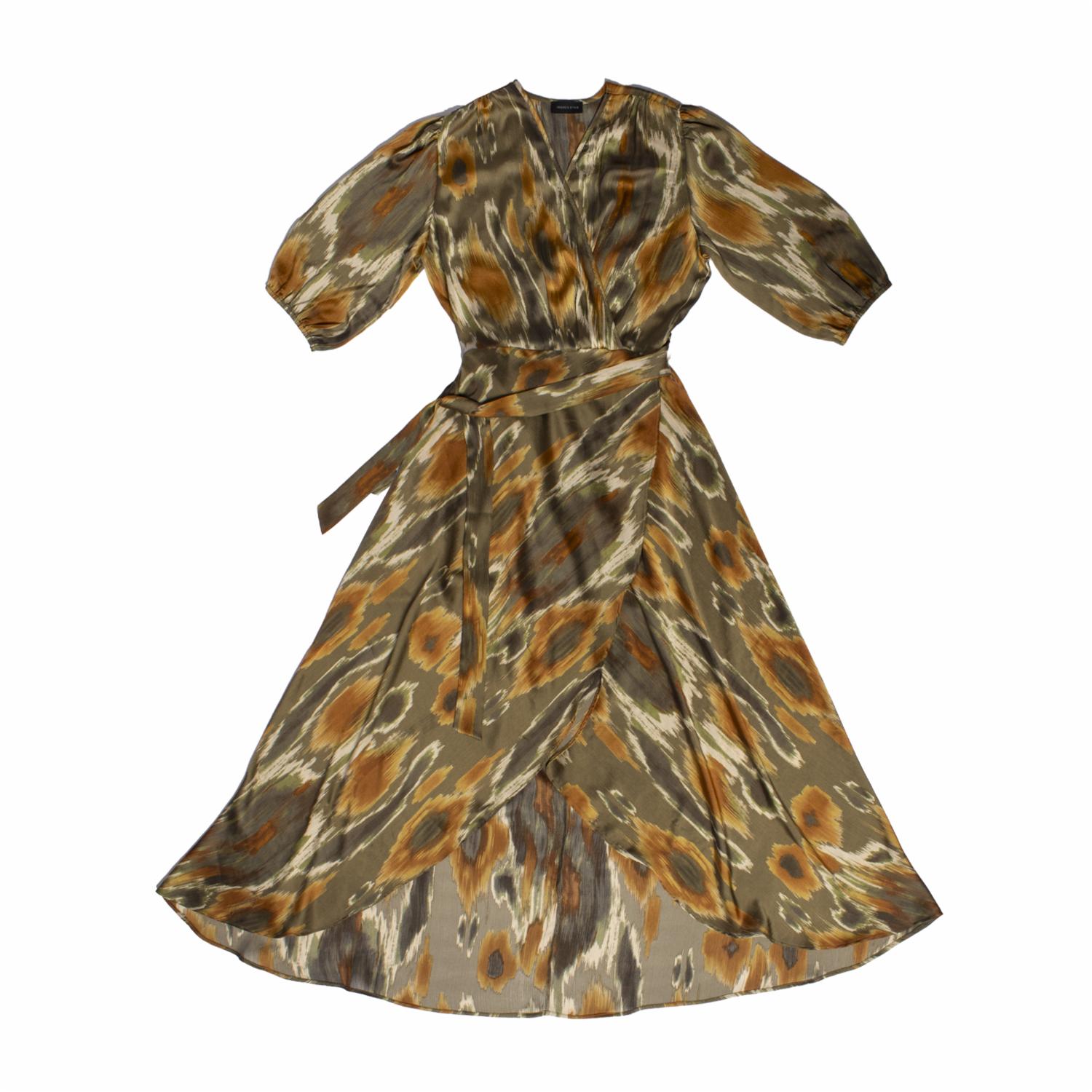 Vestidos de chiffon con escote en V y mangas cap con volantes Malva Vintage Tallas Grandes