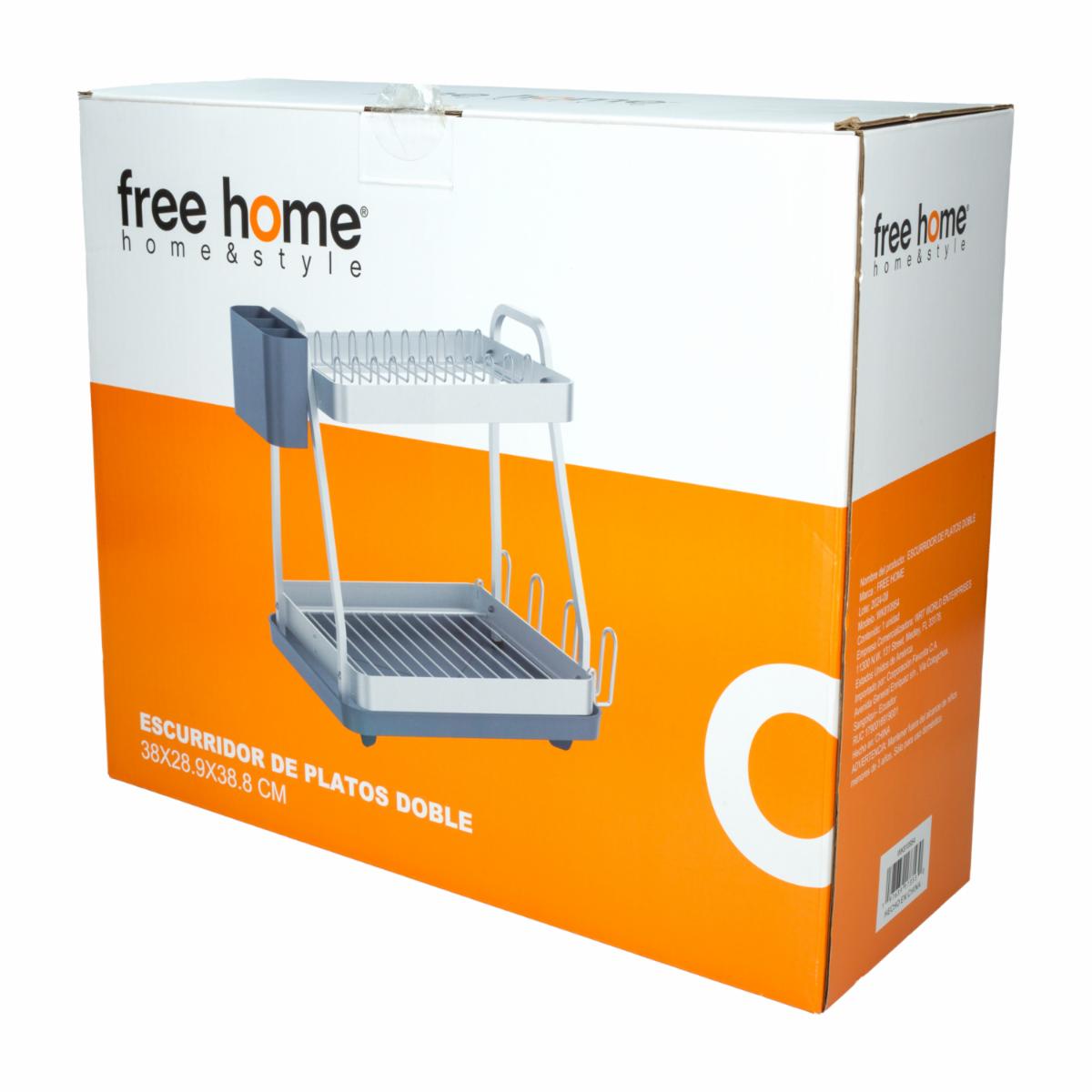 Escurridor De Platos Doble Altura Triangular FREE HOME 44X28.9X40.7CM - Imagen 2