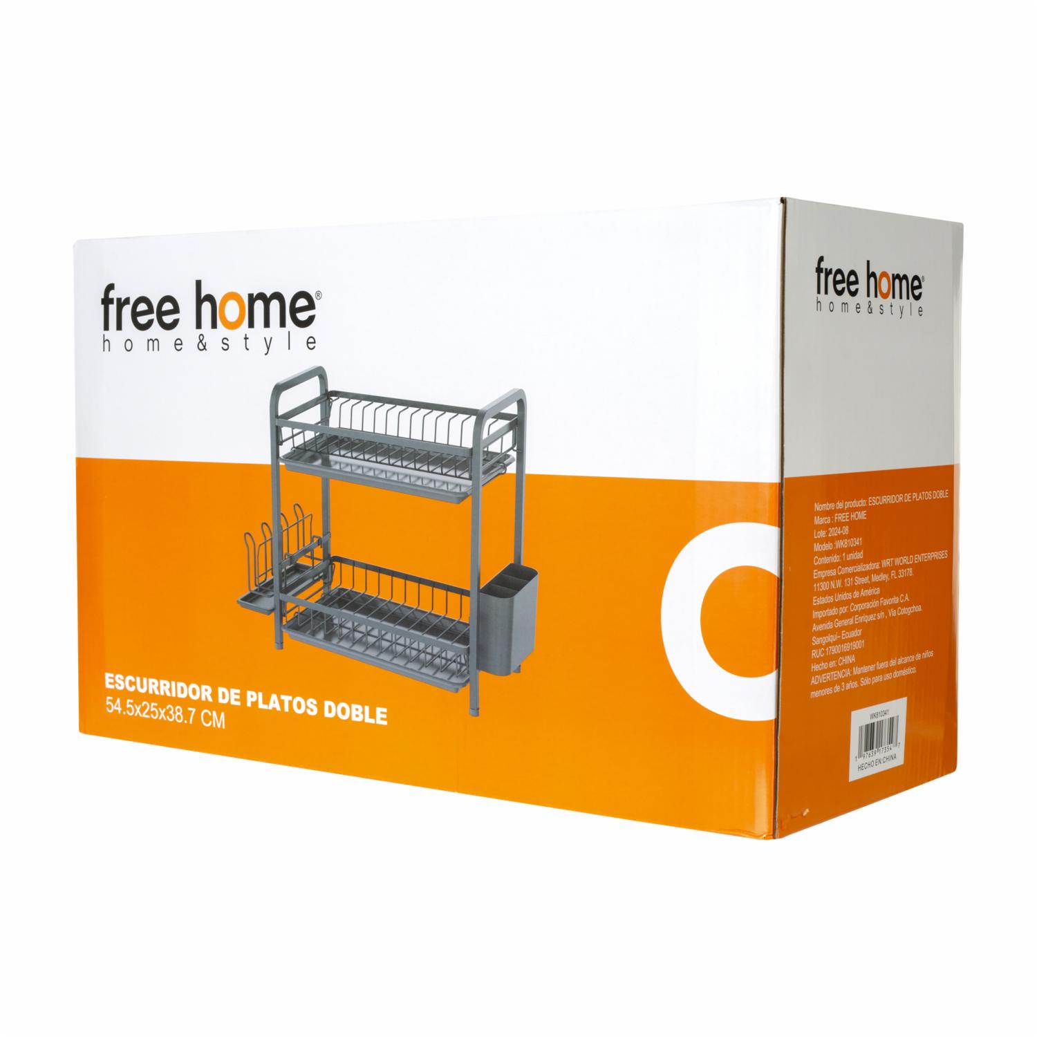 Escurridor De Platos Doble Altura Plástico FREE HOME 54.5X25X34.4 CM - Imagen 2