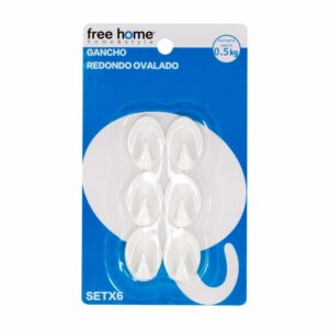 Ganchos Adhesivo Redondo Ovalado FREE HOME 6 Piezas