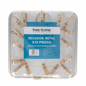 Colgador Con Pizas De Metal FREE HOME X 16 Pinzas