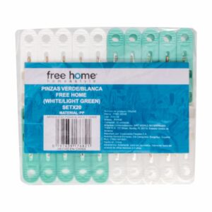 Pinzas De Ropa Verde Blanca FREE HOME 20 Piezas