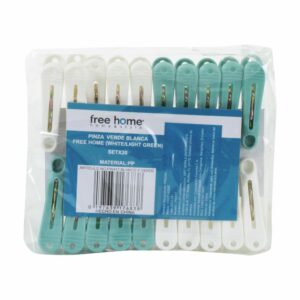 Pinzas Para Ropa Verde Blanca FREE HOME X 20 Uds