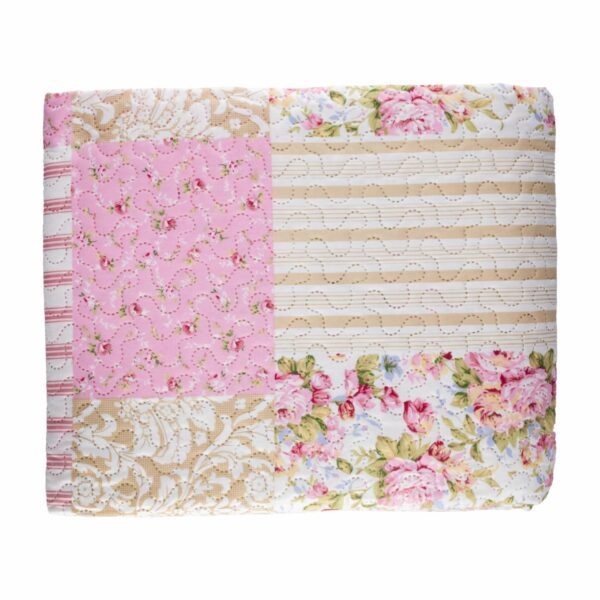 Sobrecama Dalia  Patchwork Rosa FREE HOME 1 Plaza Y 1/2 - Imagen 2