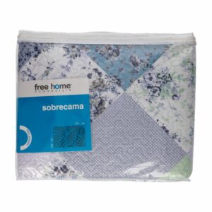 Sobrecama Eines  Patchwork Azul FREE HOME 1 Plaza Y 1/2