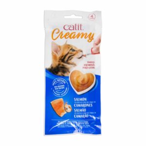 Alimento Para Gatos Húmedo Sabor Creamy Salmon Y Camarón CATIT 4X10 G